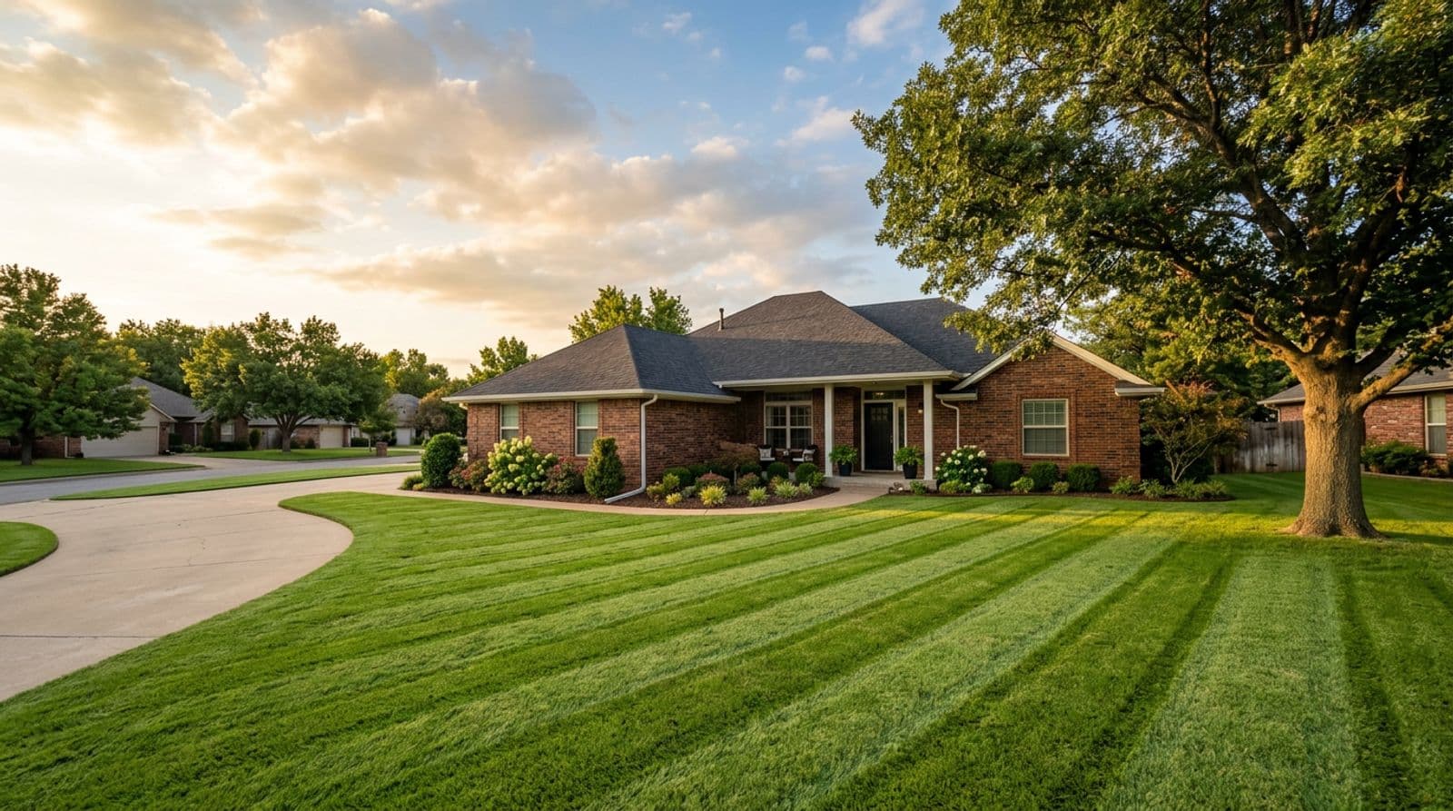 Freshly striped lawn in Ponca City, Oklahoma